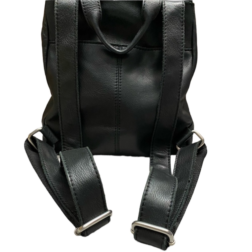 Black & Silver Leather Liberty Backpack Purse - Picture 3 of 15